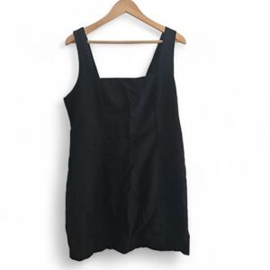 Old Navy Linen Blend Dress Women’s XL Black Square Neck Minimal Summer Resort
